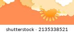 bright red sun in orange clouds ... | Shutterstock .eps vector #2135338521
