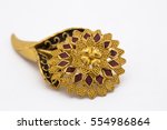 Floral design golden broch with ...