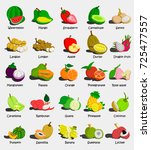 set of colorful cartoon fruit... | Shutterstock .eps vector #725477557
