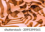 Small photo of ilk fabric, brown and white abstract lines. The magical shape of an abstract brown and white pattern. Retro modern decor, textile art, design, texture, background, pattern