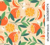 seamless orange pattern.... | Shutterstock .eps vector #1863080974