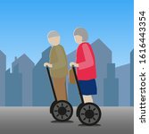 two elderly people on a tour.... | Shutterstock .eps vector #1616443354