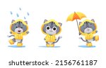 set of cute gray kitty  kitten  ... | Shutterstock .eps vector #2156761187
