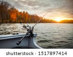 Fishing Rod On The Boat  Sunset ...