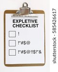 Small photo of Expletive checklist with clipboard. Fun. Humor. Isolated.