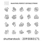 Simple Set of Money Movement Related Vector Line Icons. 
Contains such Icons as Profit, Cash back, Gain, Loose and more. Editable Stroke. 48x48 Pixel Perfect.