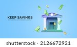 3d bank building and falling... | Shutterstock .eps vector #2126672921