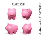 realistic piggy bank set. pink... | Shutterstock .eps vector #2154077001