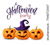 halloween background  pumpkins. ... | Shutterstock .eps vector #744072547