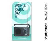 vertical banner for world radio ... | Shutterstock .eps vector #1605611044
