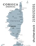 corsica  gray political map.... | Shutterstock .eps vector #2150152331