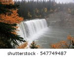 The Lady Evelyn Falls in autumn fog - Lady Evelyn Falls Territorial Park in the Northwest Territories (Canada).