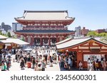 Small photo of Tokyo, Japan - July 30, 2023: Nio-mon Gate: Majestic entrance to Sensoji Temple, guarded by fierce Nio warriors, a threshold to Tokyo's spiritual and historical essence
