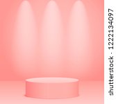 pink round podium. pedestal in... | Shutterstock .eps vector #1222134097