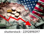 The inflation of american background. Economic critical or risk management of USA. Investment texture for banner.