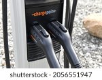 Small photo of LAKE PLACID NEW YORK OCTOBER 2021. As electric vehicles become more popular with the ESG movement, EV charging stations like this one from Chargepoint will necessarily become more commonplace.