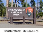 Entrance sign to Yellowstone National Park, Wyoming, USA