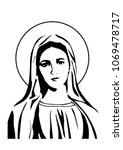 Our Lady Virgin Mary Face Vector