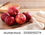 Group of gala apple on wooden...