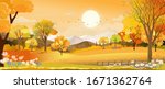 vector autumn landscape with... | Shutterstock .eps vector #1671362764