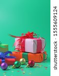 new year or christmas gifts on... | Shutterstock . vector #1555609124