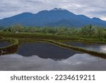 Indonesia landscape in the morning, beautiful mountain reflection