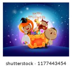 halloween kids having fun and... | Shutterstock .eps vector #1177443454