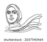 hand drawn arabian woman in... | Shutterstock .eps vector #2037540464