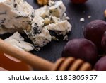 delicious blue cheese on wooden rustic background