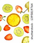 different sliced fruits like... | Shutterstock . vector #1395819764