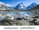 Small photo of Dent Blanche and reflection in a glacial lake in Val d'Anniviers, Valais