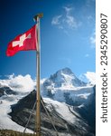 Small photo of swiss flag at Cabane du Mountet in front of Dent Blanche, Valais
