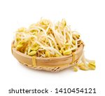                                Pile of bean sprouts with white background

