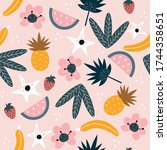 seamless pattern with simple... | Shutterstock .eps vector #1744358651