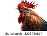 Head red black rooster portrait ...