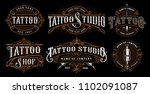 set of vintage tattoo emblems ... | Shutterstock .eps vector #1102091087