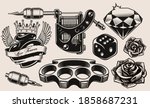 a set of black and white... | Shutterstock .eps vector #1858687231