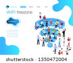 people in wi fi zone. public wi ... | Shutterstock .eps vector #1350472004