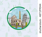 italy. rome landmarks  historic ... | Shutterstock .eps vector #487199044
