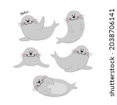 cute baby seal vector set. sea... | Shutterstock .eps vector #2038706141