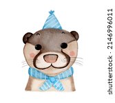 cute otter watercolor vector.... | Shutterstock .eps vector #2146996011