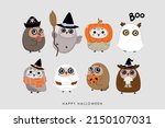 cute owl with ghost  pirate and ... | Shutterstock .eps vector #2150107031