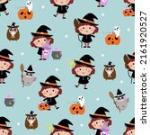 cute witch  pumpkin  ghost and... | Shutterstock .eps vector #2161920527