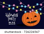 halloween party  pumpkin with... | Shutterstock .eps vector #726226567