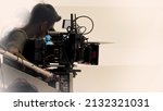 Small photo of Recording video at studio. Camera records or filming for professional bloggers. Behind the scenes of filming video production. film crew on the set in film studio. Backstage video production recording