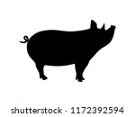 Vector Black And White Pig...