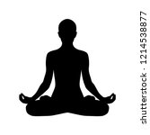 yoga silhouette padmasana.... | Shutterstock .eps vector #1214538877