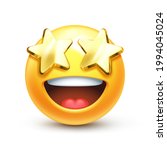 Starry Eyed Emoji. Golden Stars ...