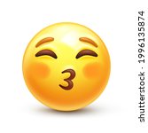 kissing emoji with closed eyes. ... | Shutterstock .eps vector #1996135874