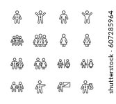 set of people vector line icons.... | Shutterstock .eps vector #607285964